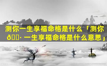 测你一生享福命格是什么「测你 🌷 一生享福命格是什么意思」